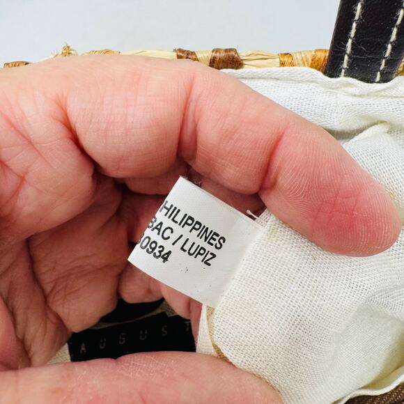 August Woven Straw Mini Tote Bag Embroidered Floral Boho Made in Philippines - Picture 8 of 14